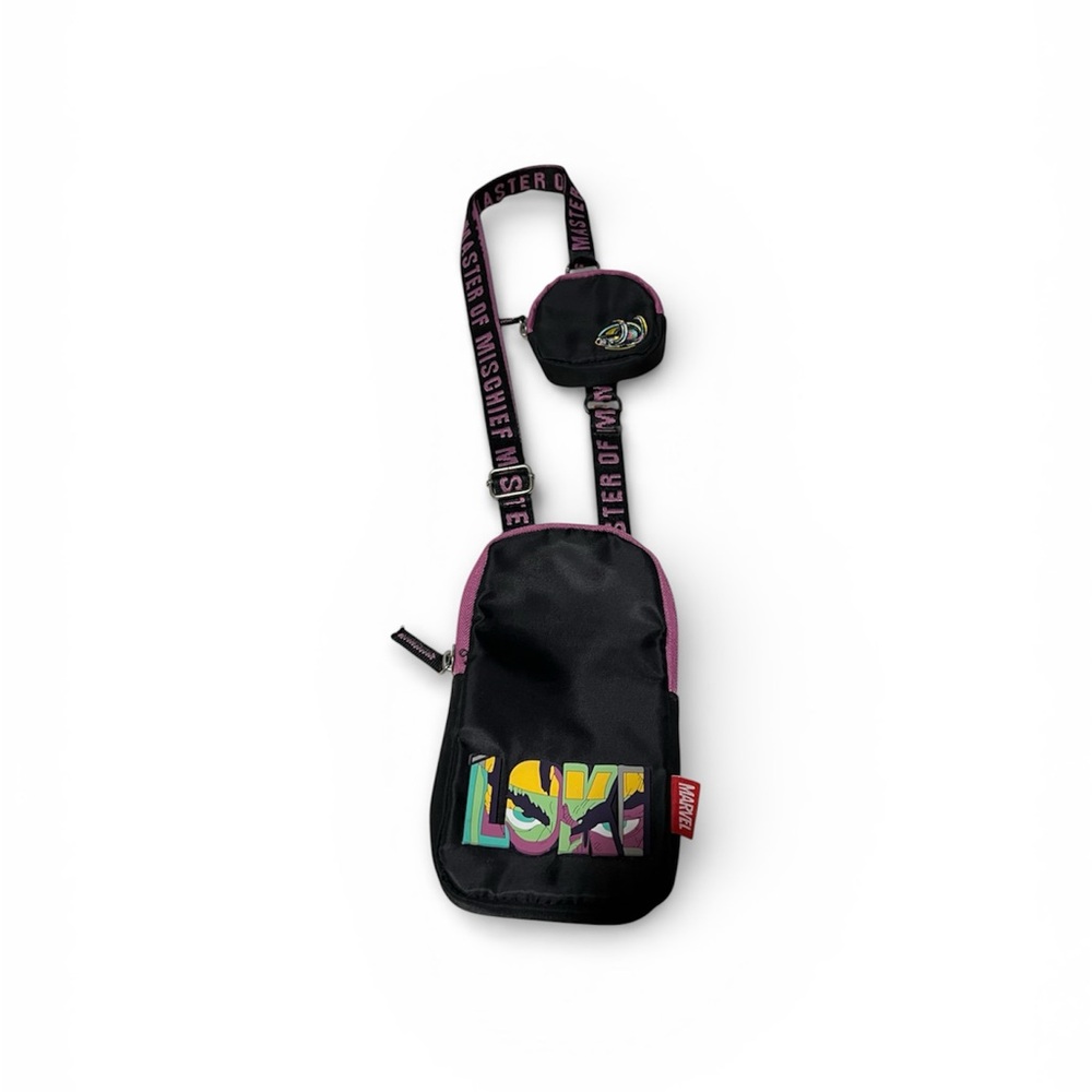 Disney’s Marvel Loki Black and Pink Crossbody Cell Phone Bag With Coin Purse